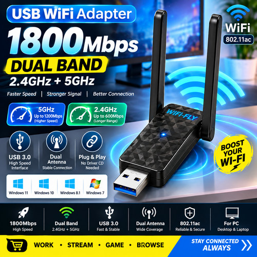 1800mbps usb wifi adapter - 1800mbps, dual