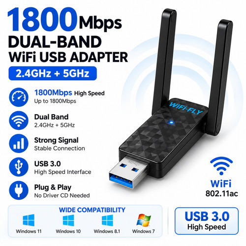 1800mbps usb wifi adapter dual - wifi,