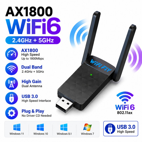 1800mbps usb wifi adapter - usb, dual